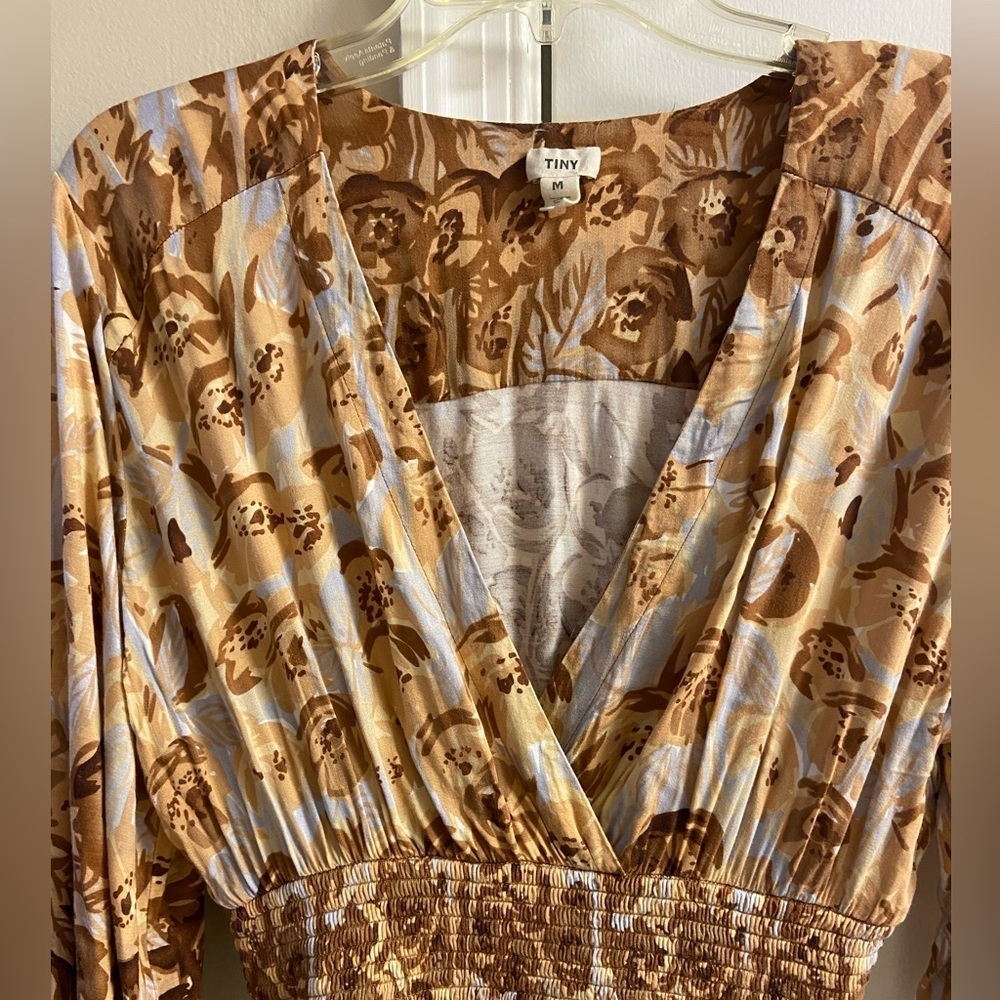 Anthropologie Valentina Floral Smocked Top Blouse Medium - Picture 6 of 9